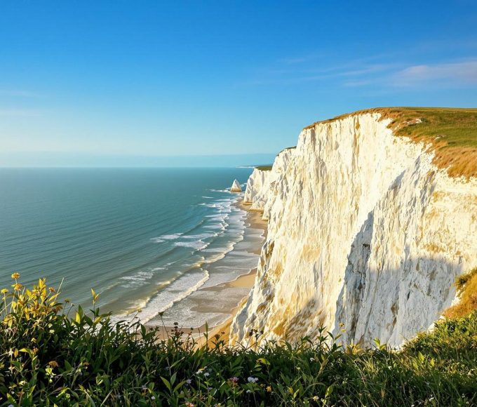 Ces falaises de la mer du Nord vous réservent une vue spectaculaire sur l'Angleterre