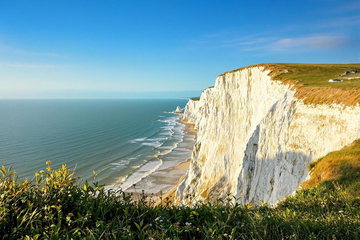 Ces falaises de la mer du Nord vous réservent une vue spectaculaire sur l'Angleterre